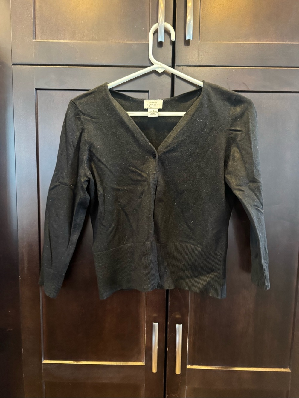 LOFT Black V-Neck Button Cardigan